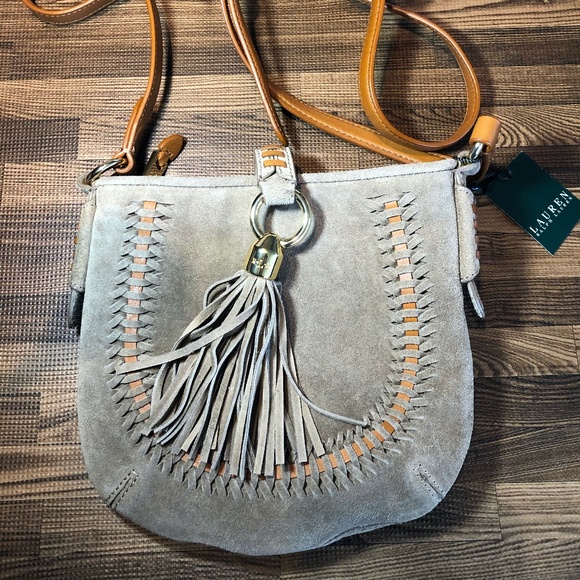 ralph lauren tan leather bag